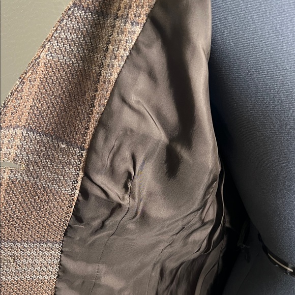 Giorgio Armani Plaid Brown Women's Blazer Jacket - Picture 7 of 13